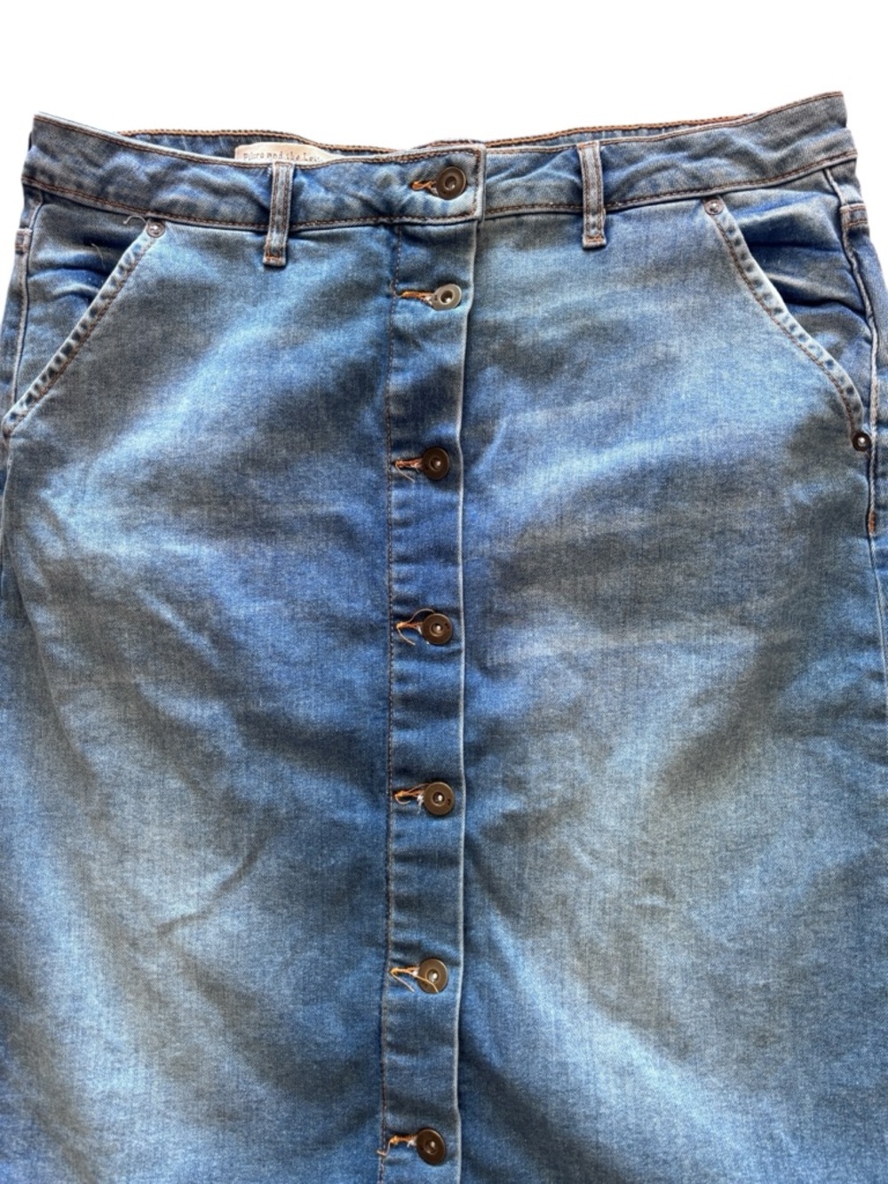 Pilcro and the Letterpress Denim Button Front Skirt Size 14 Anthropologie Midi